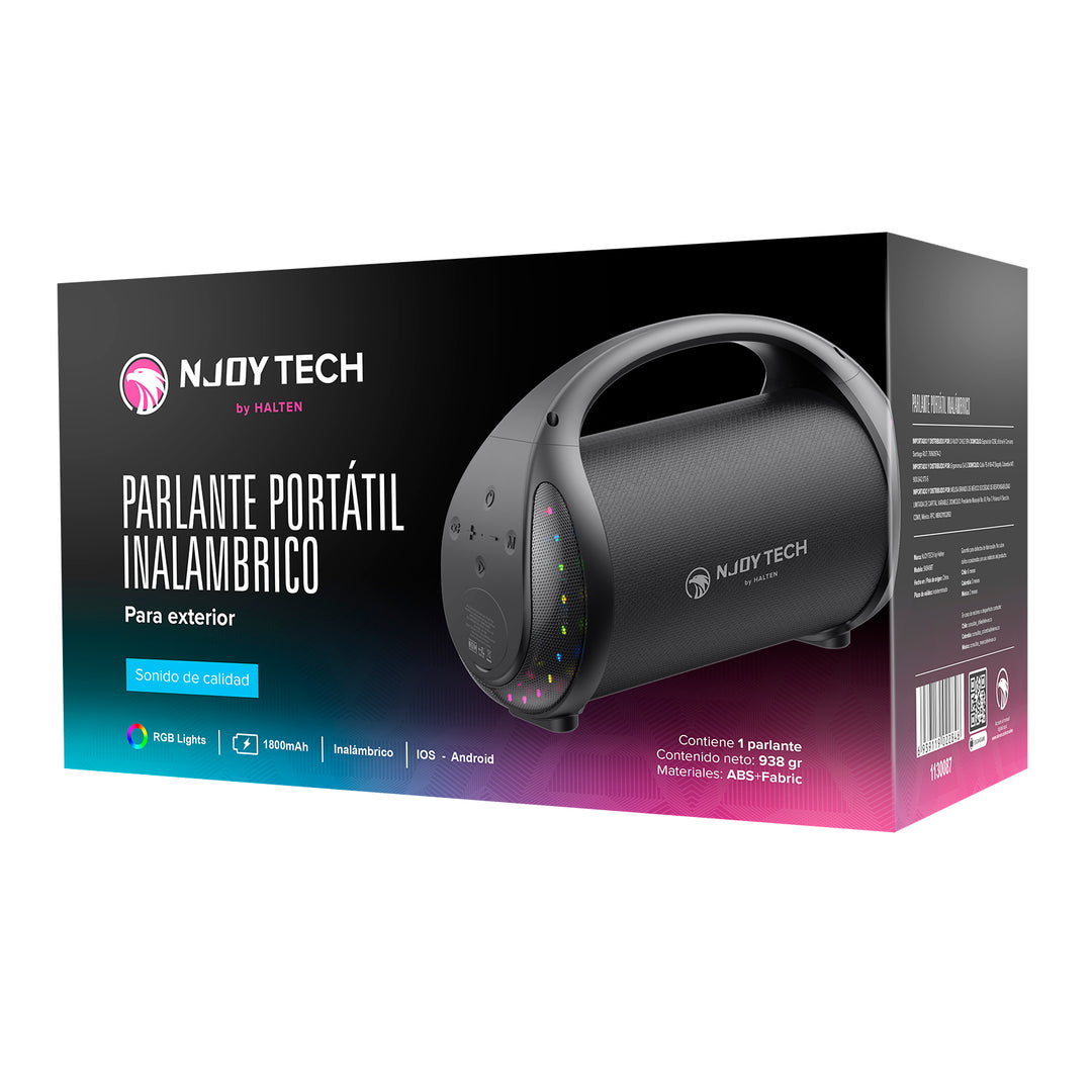 Bocina Njoytech Inalámbrica Portátil con Luces