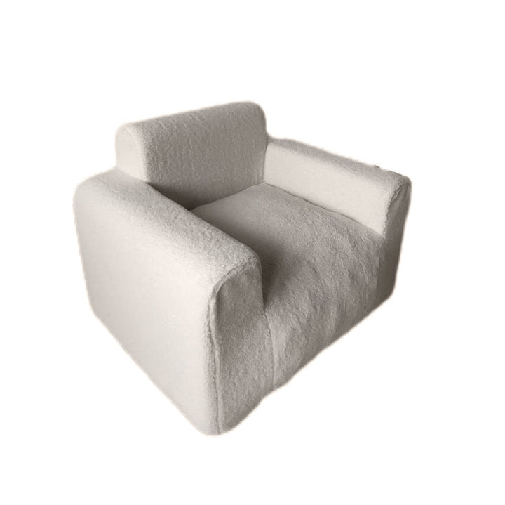 Puff Sillón Individual Tipo Sherpa Beige