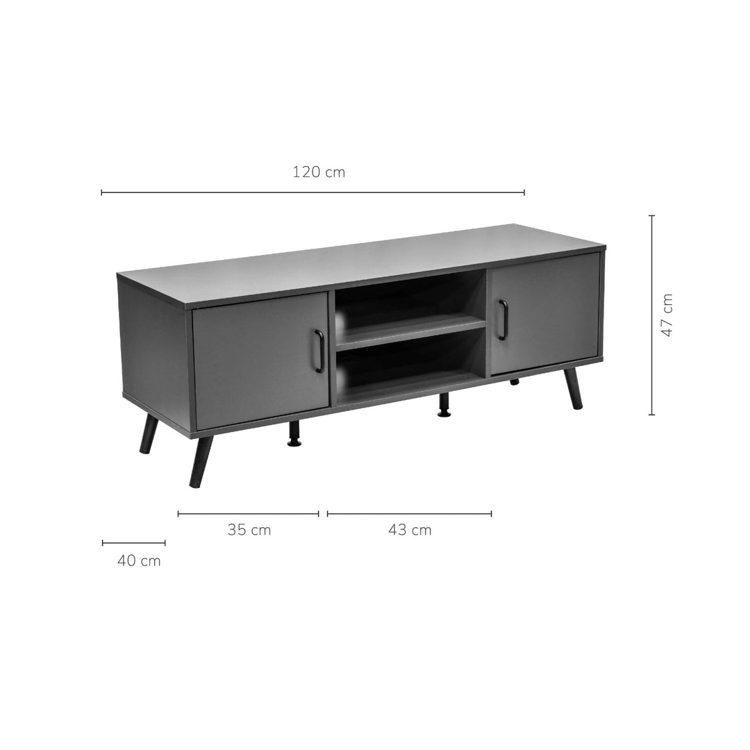 Mueble de TV Lucca-G con Puertas y Entrepaños Gris