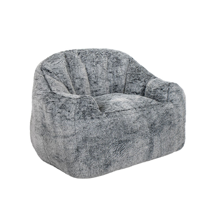 Puff Sillón Individual Tipo Sherpa Gris Oscuro