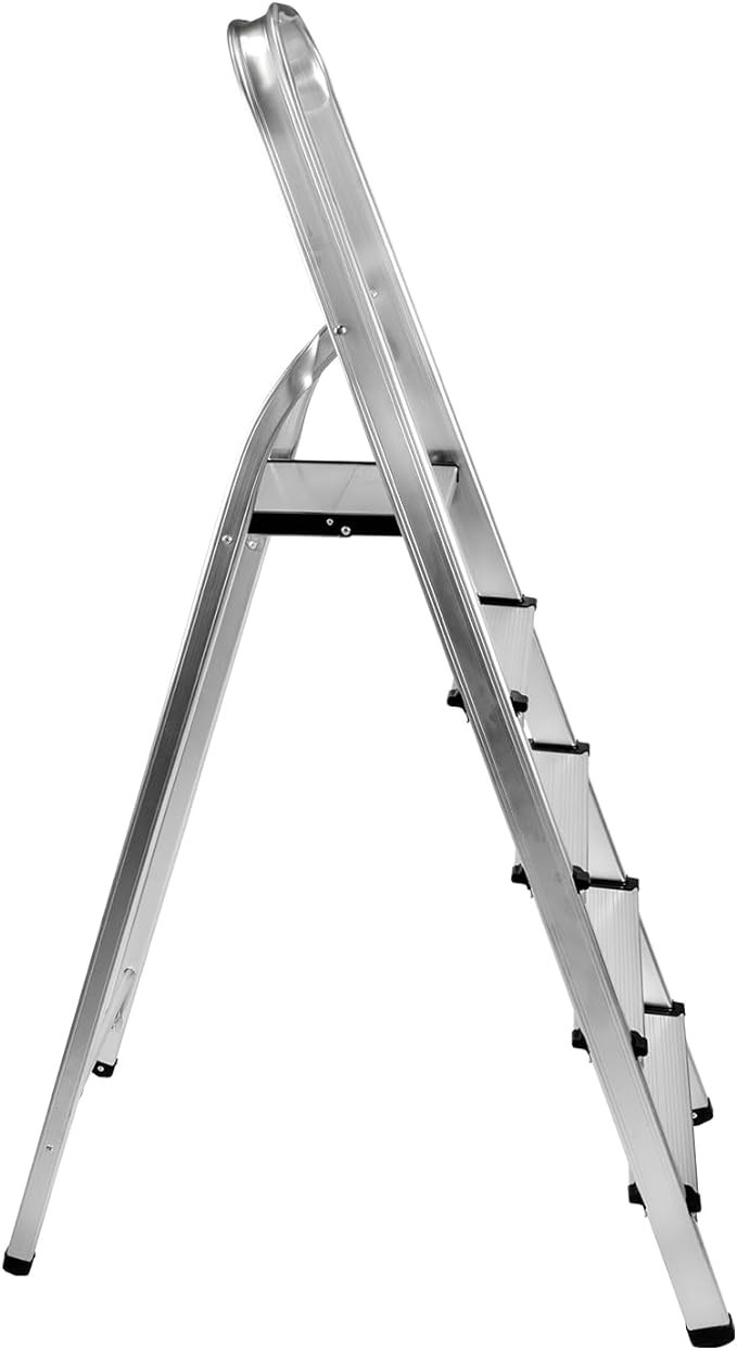 Escalera de aluminio 5 peldaños antideslizante plegable