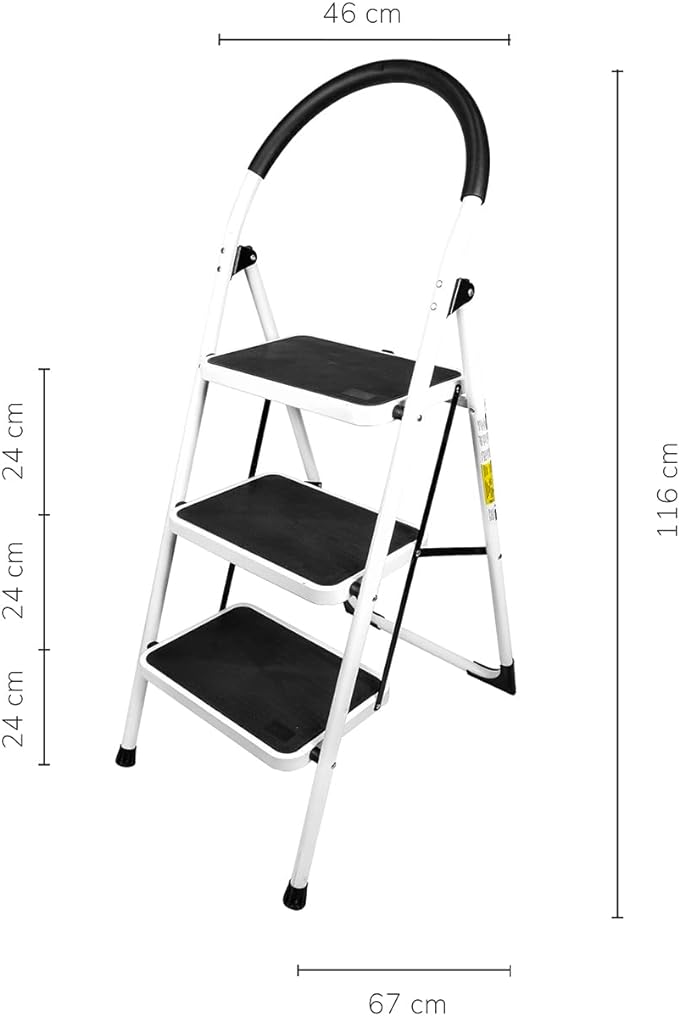 Escalera de Acero Plegable 3 Peldaños Antideslizante