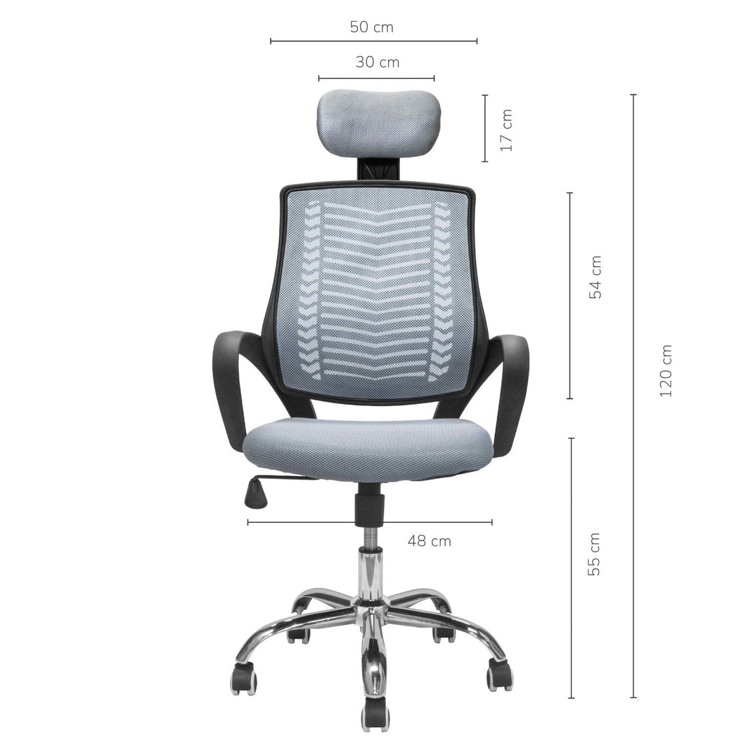 Combo Escritorio Plegable Blanco +  Silla de Oficina con Cabecera Gris