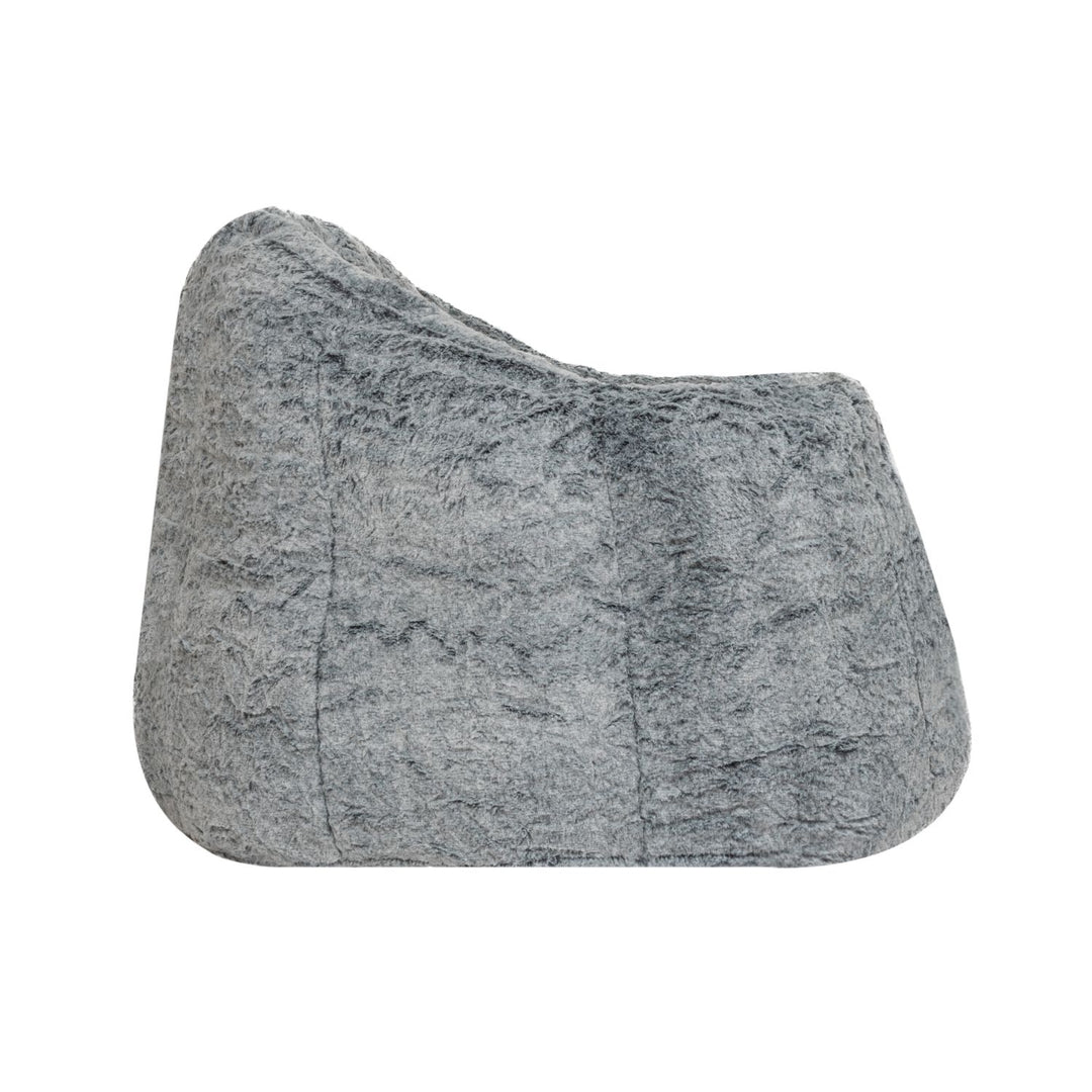 Puff Sillón Individual Tipo Sherpa Gris Oscuro