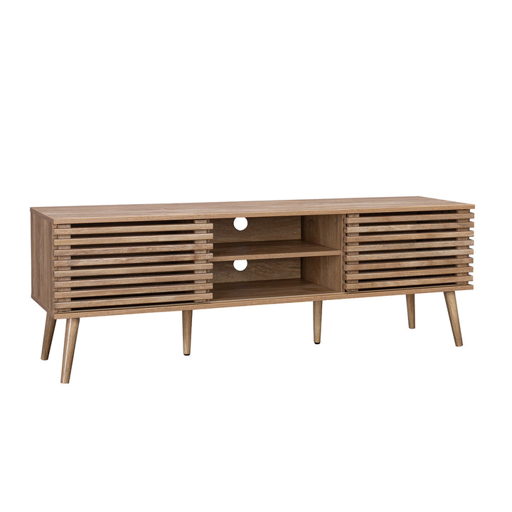 Mueble de TV Retro con Puertas Corredizas Café