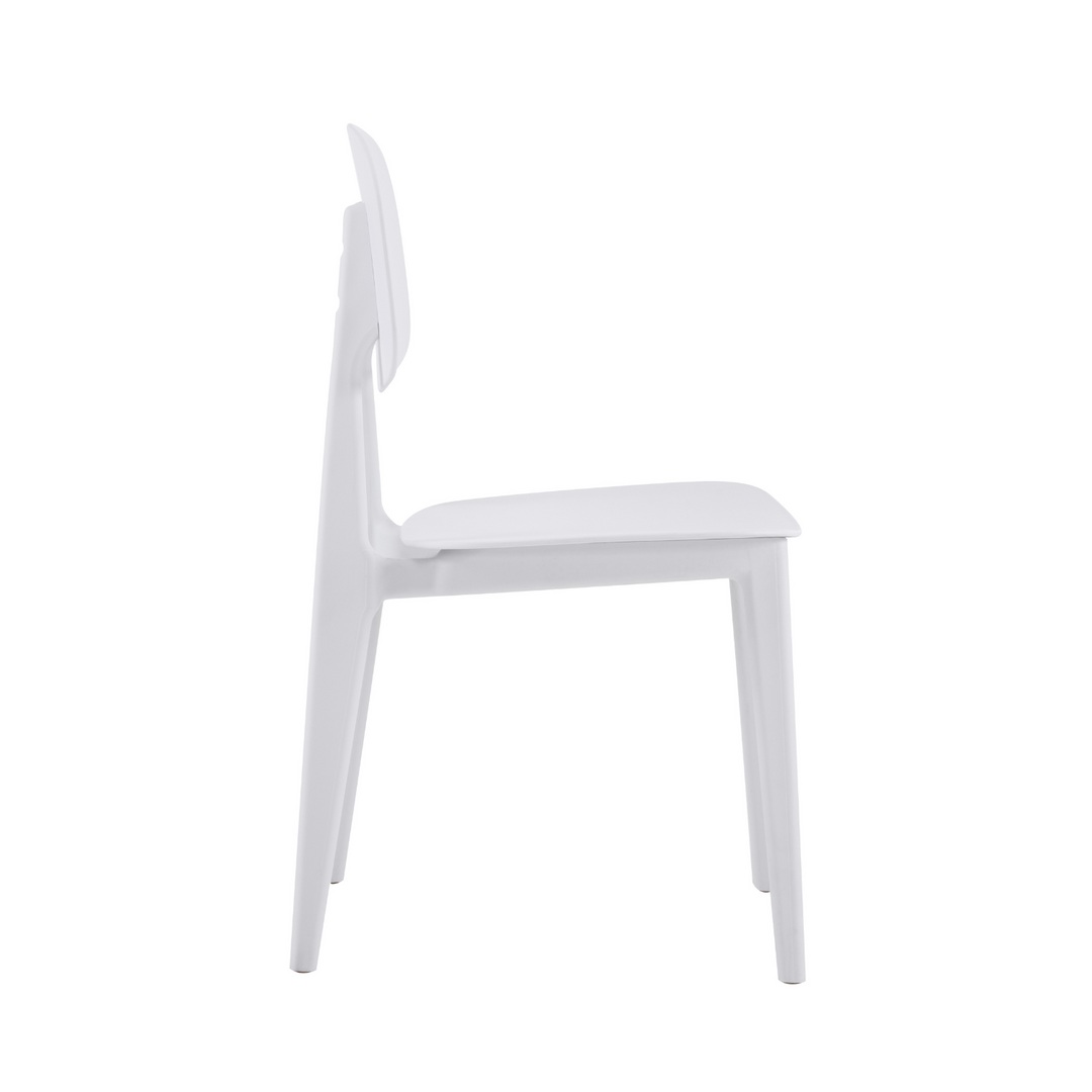 Set 4 Sillas de Comedor de Plástico Respaldo Ovalado Blanco