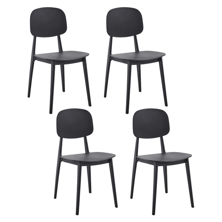 Set 4 Sillas de Comedor de Plástico Respaldo Ovalado Negro