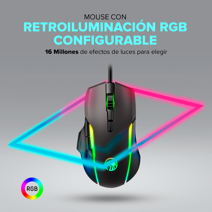 Mouse Gamer NjoyTech Ergonómico con Luces RGB