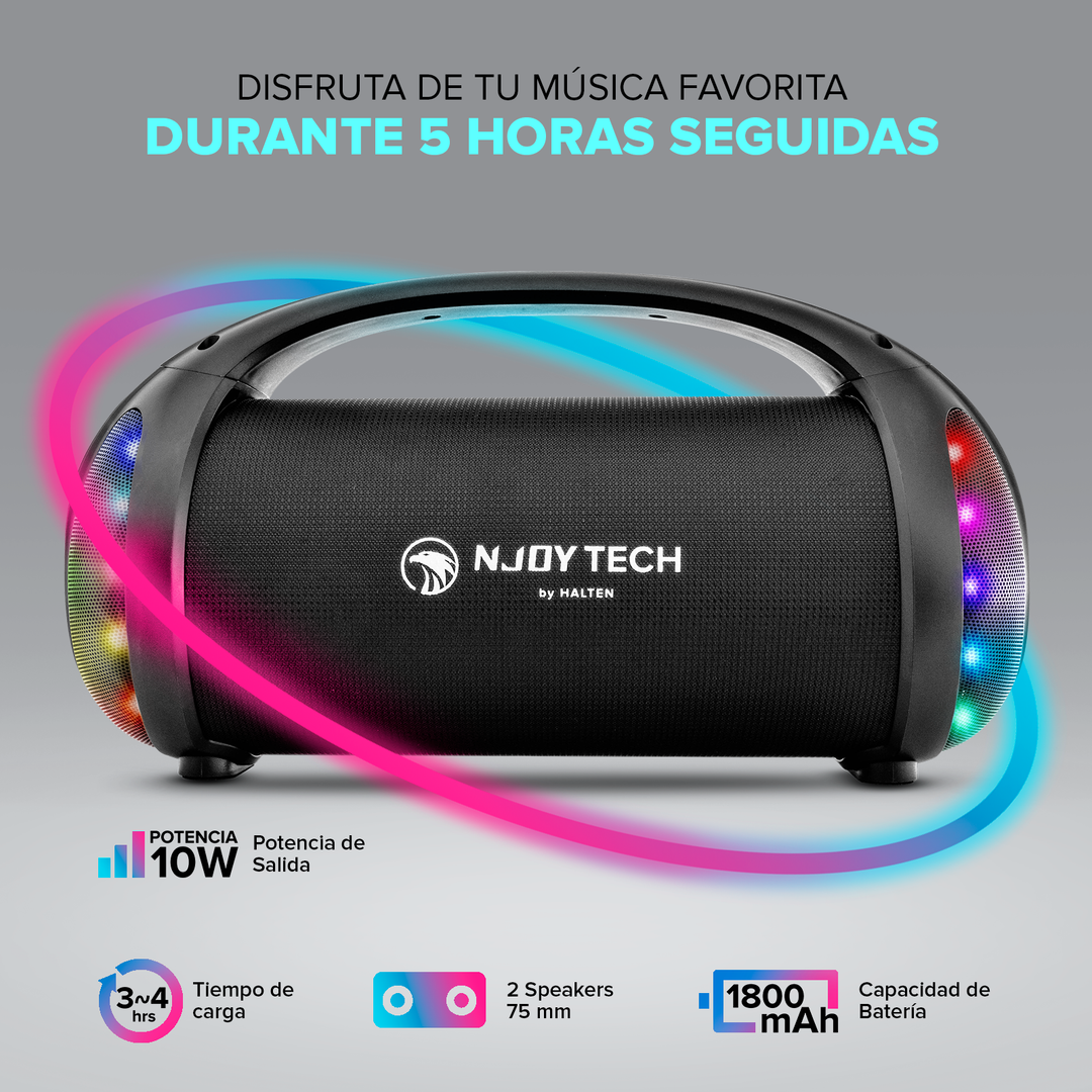 Bocina Njoytech Inalámbrica Portátil con Luces