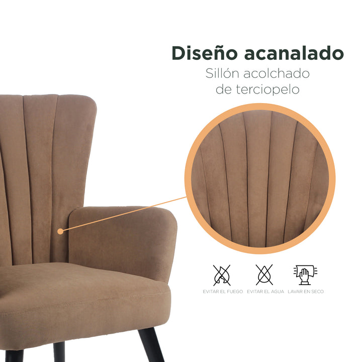 Sillón Individual para Sala Comedor Terciopelo Café