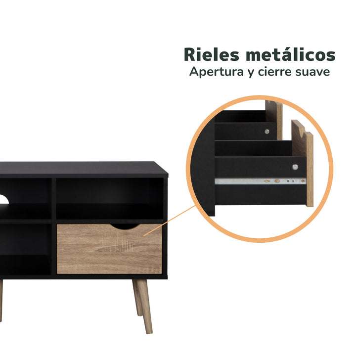 Mueble de TV Rack Nórdico Negro