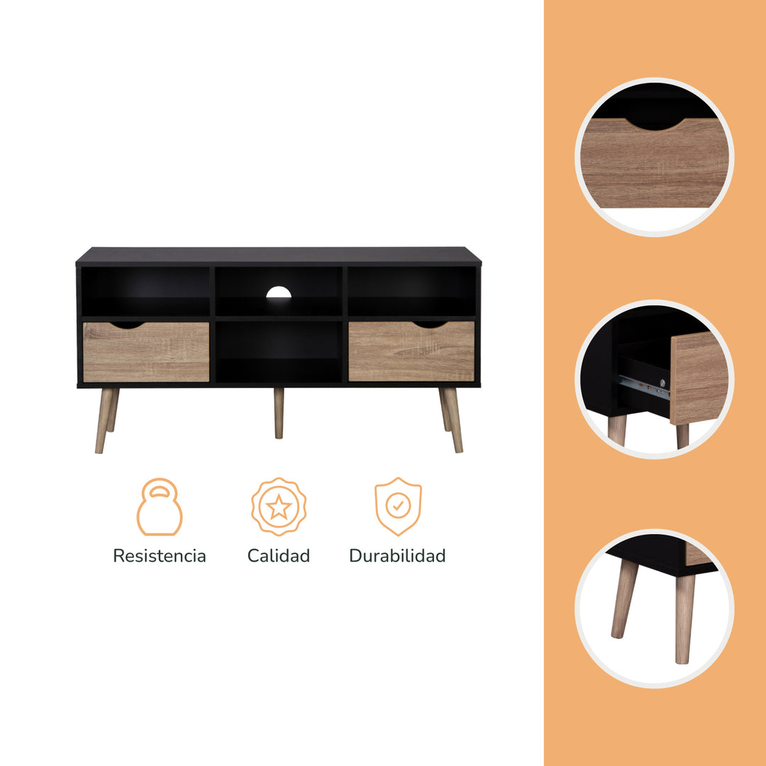 Mueble de TV Rack Nórdico Negro