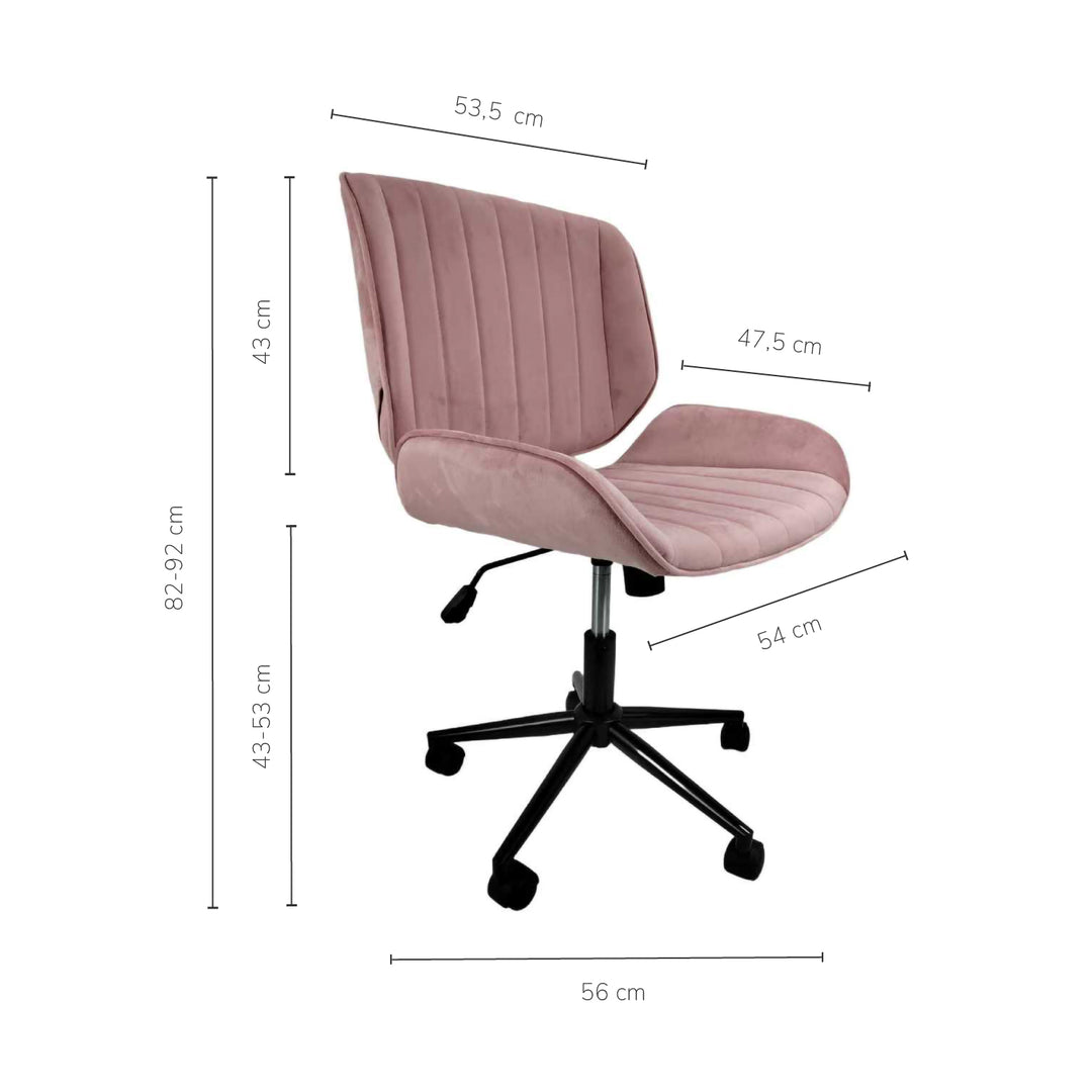 Silla de Oficina Acanalada de Terciopelo Rosa