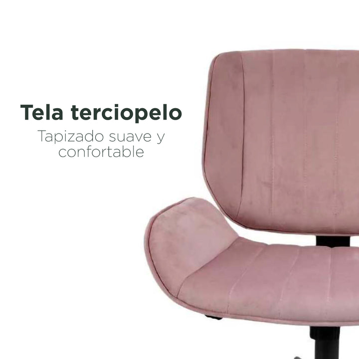 Silla de Oficina Acanalada de Terciopelo Rosa