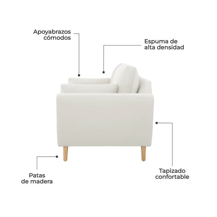 Sofá de 3 Plazas Malaga Hueso