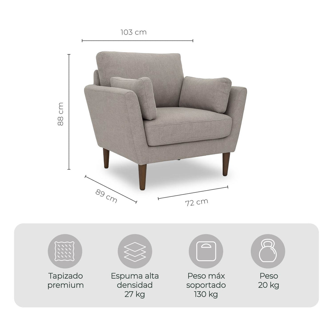 Sillón Individual Malaga Taupe