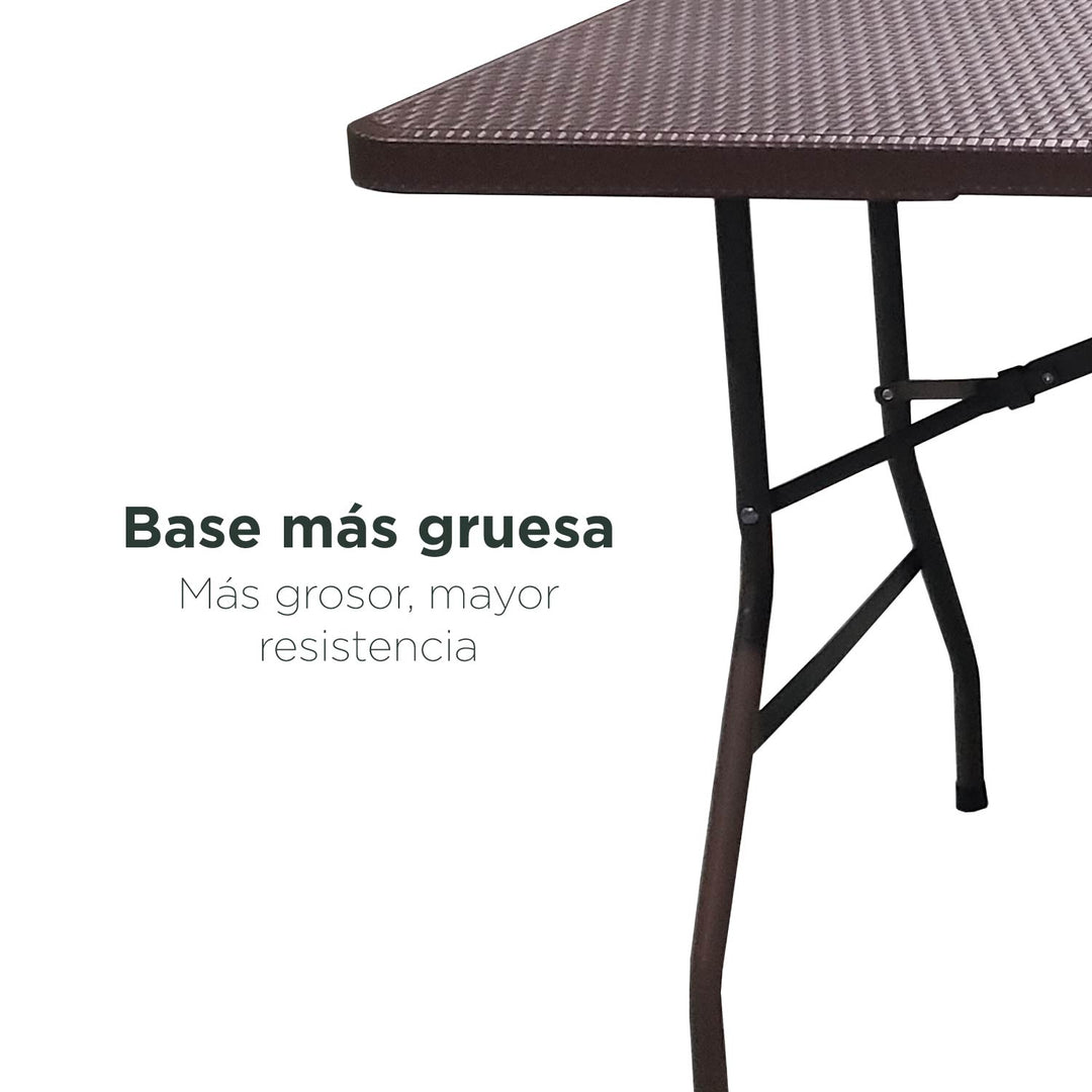 Mesa Plegable de Plástico Estilo Ratán 1.80