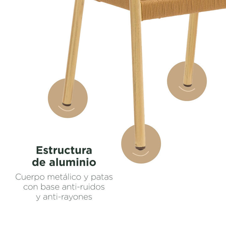 Set 4 Sillas de Exterior de Ratán Sintético Café Claro