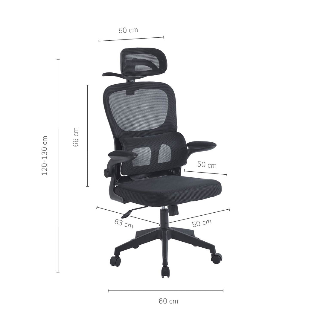 Silla de Oficina Ergonómica con Brazos Abatibles