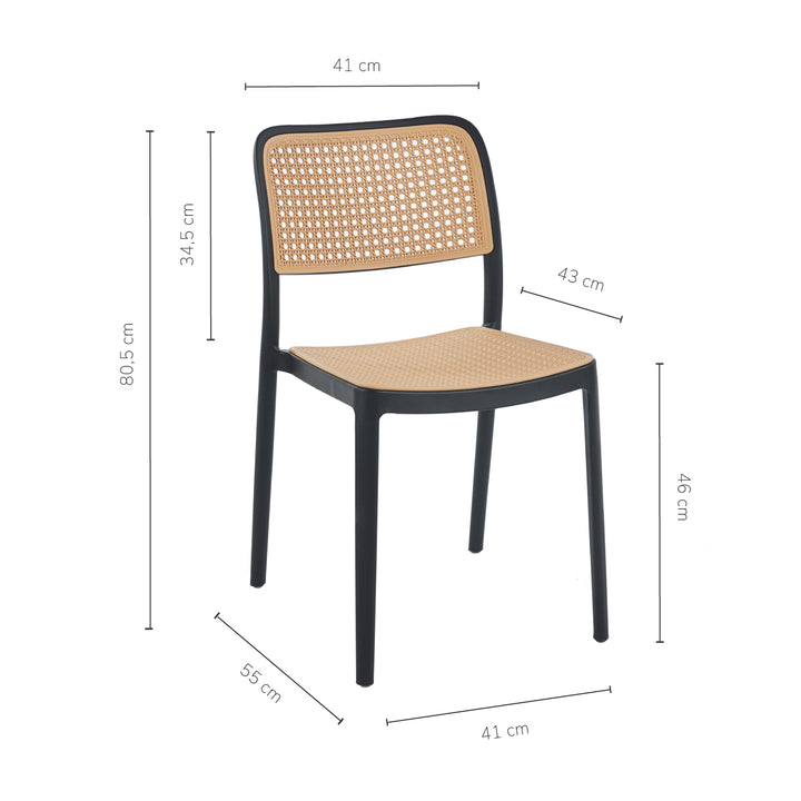 Set 4 Sillas con Entramado Simil Ratán Aptas Exterior