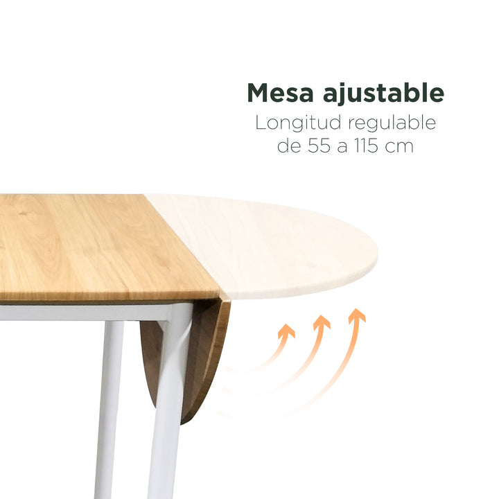 Set Comedor Mesa Ajustable + 2 Sillas Café y Blanco