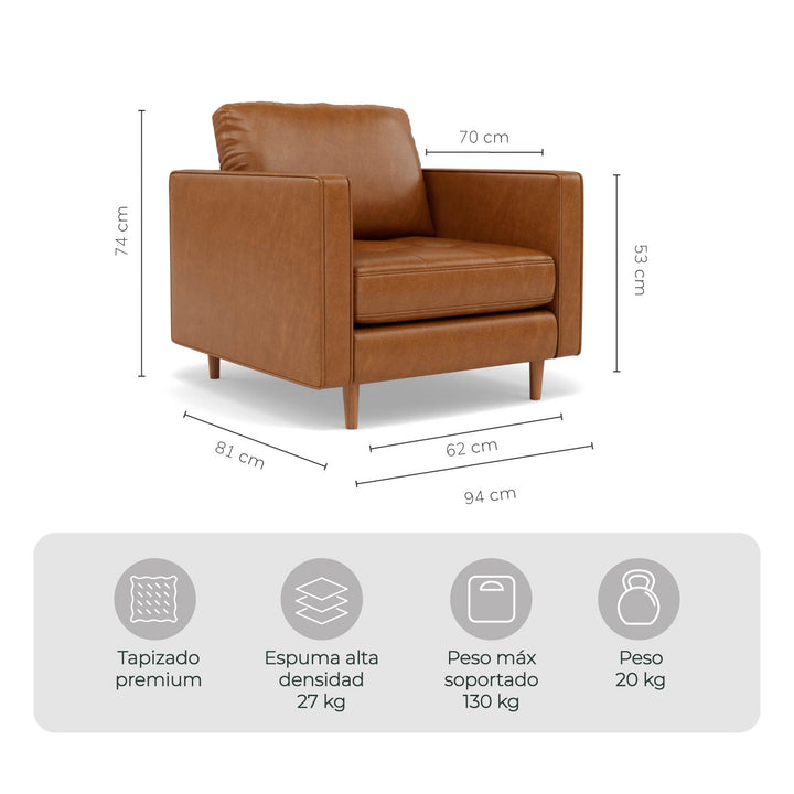 Sillón Individual Oviedo Simil Cuero Café