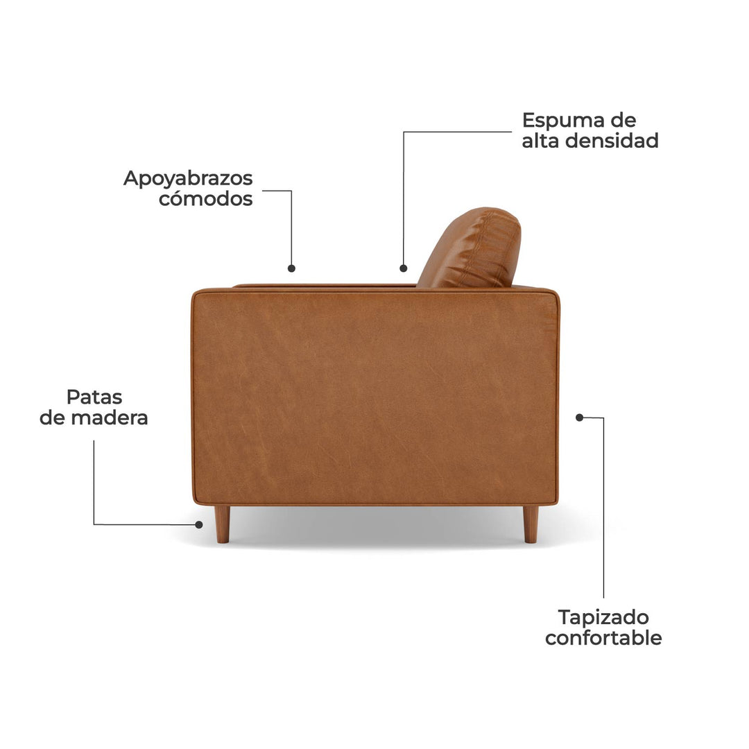 Sillón Individual Oviedo Simil Cuero Café