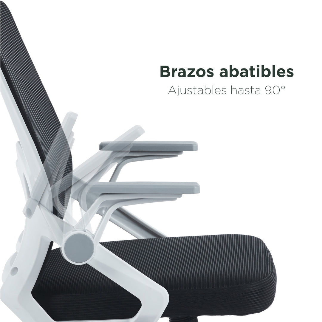 Silla de Oficina Ergonómica Brazos Abatibles Blanca y Negra