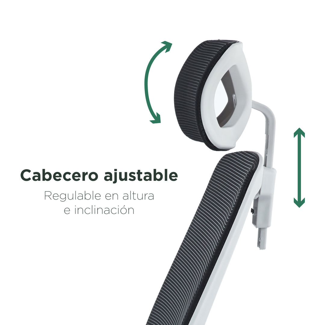 Silla de Oficina Ergonómica con Cabecero Blanca y Negra