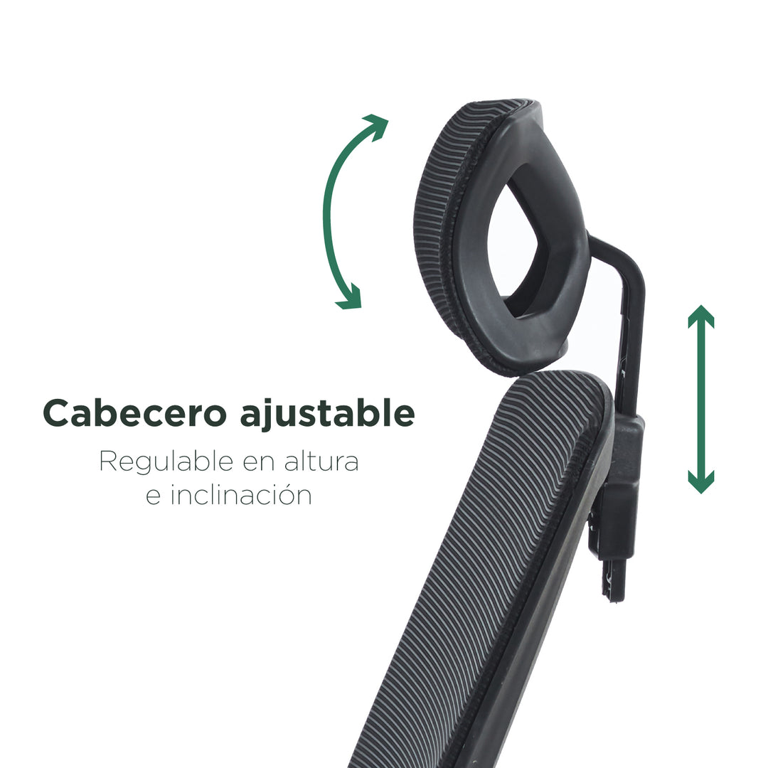 Silla de Oficina Ergonómica con Cabecero Negra