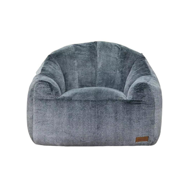 Puff Sillón Individual Tipo Sherpa Gris Oscuro