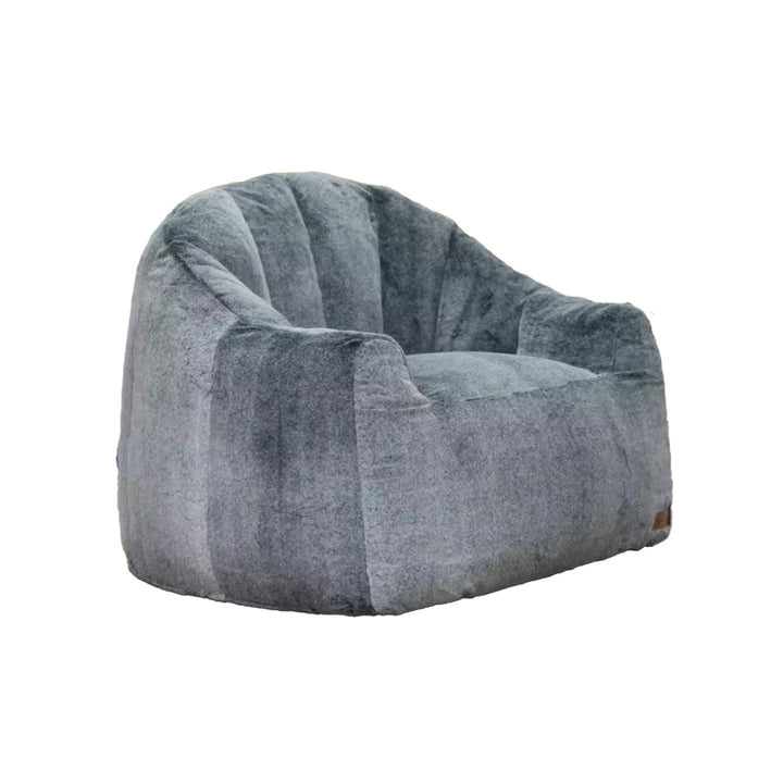 Puff Sillón Individual Tipo Sherpa Gris Oscuro