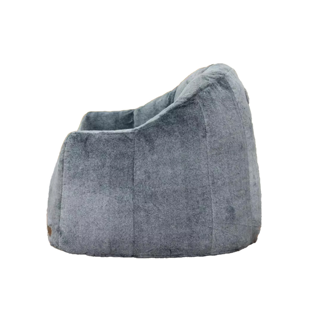 Puff Sillón Individual Tipo Sherpa Gris Oscuro