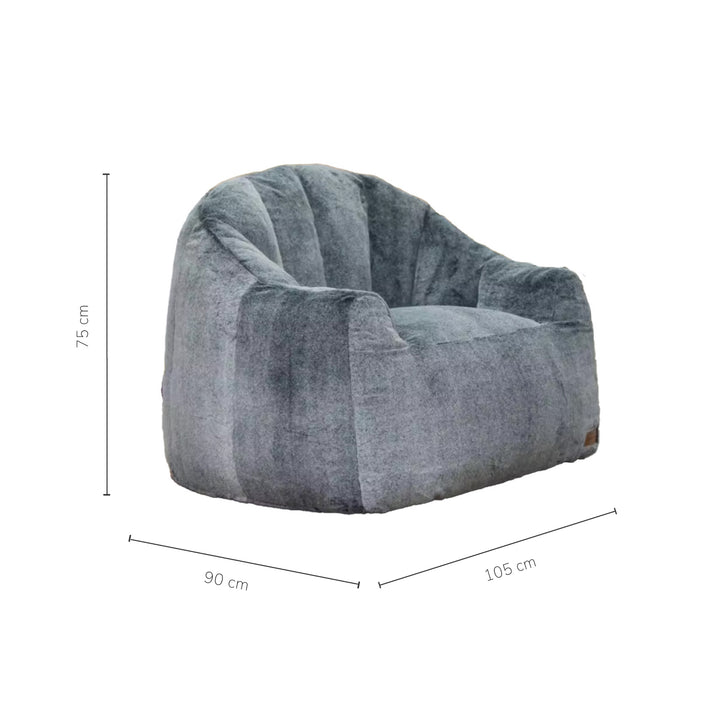 Puff Sillón Individual Tipo Sherpa Gris Oscuro