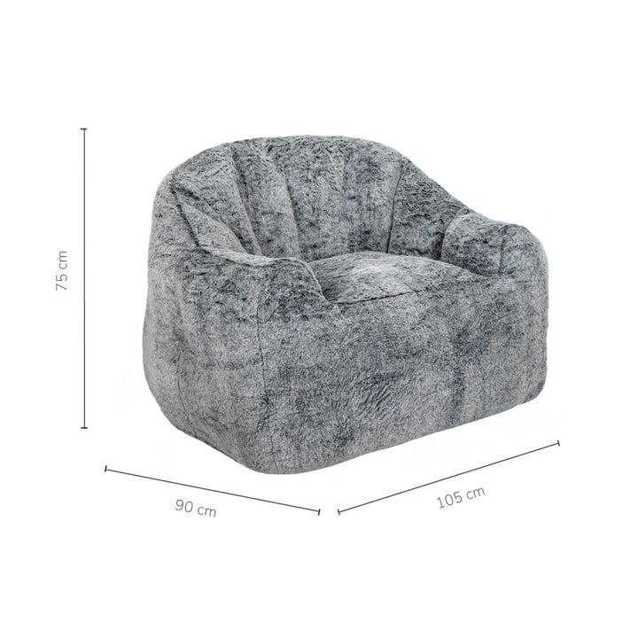 Puff Sillón Individual Tipo Sherpa Gris Oscuro