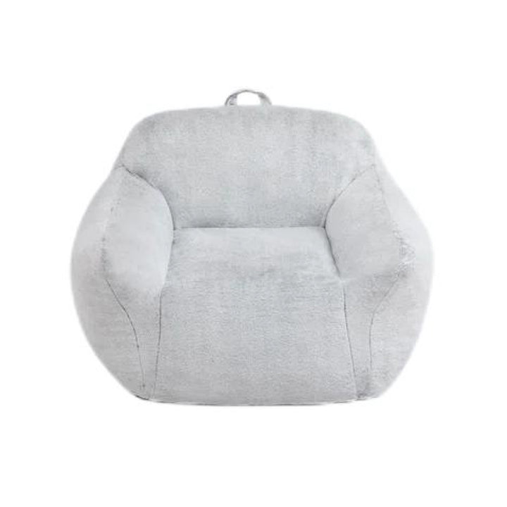 Puff Sillón Individual Tipo Sherpa Gris Claro