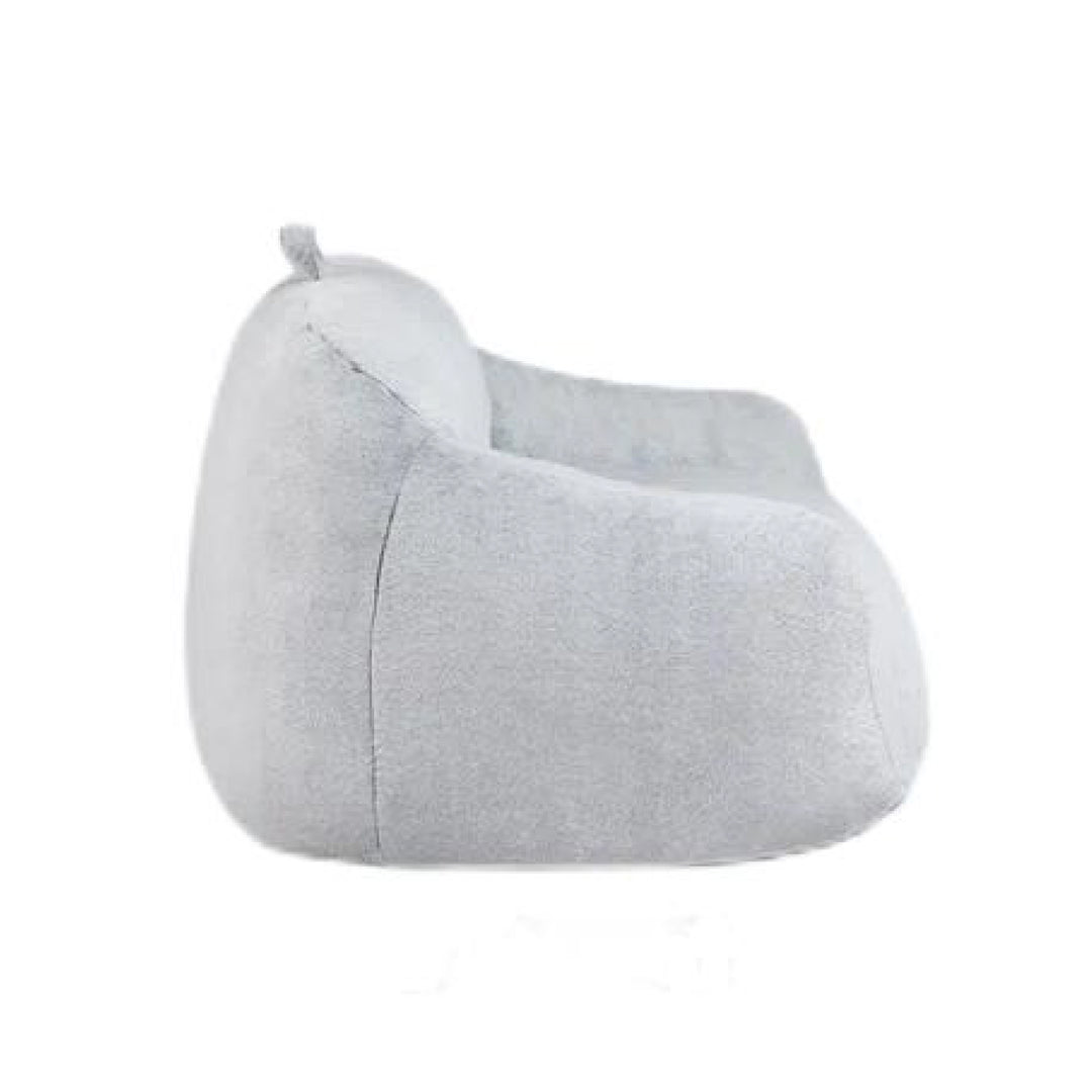 Puff Sillón Individual Tipo Sherpa Gris Claro