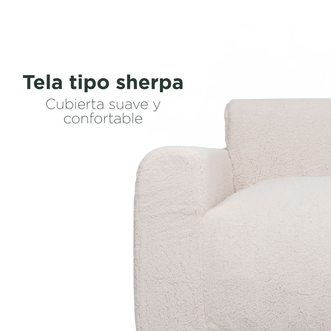 Puff Sillón Individual Tipo Sherpa Beige