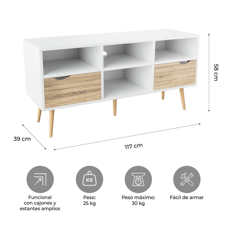 Mueble de TV Rack Bolonia Blanco y Café