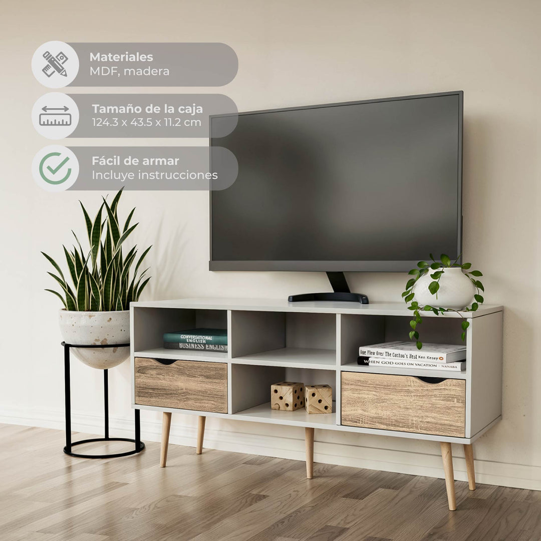 Mueble de TV Rack Bolonia Blanco y Café
