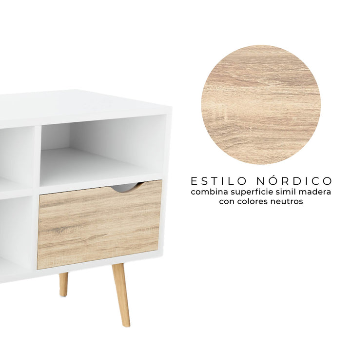 Mueble de TV Rack Bolonia Blanco y Café