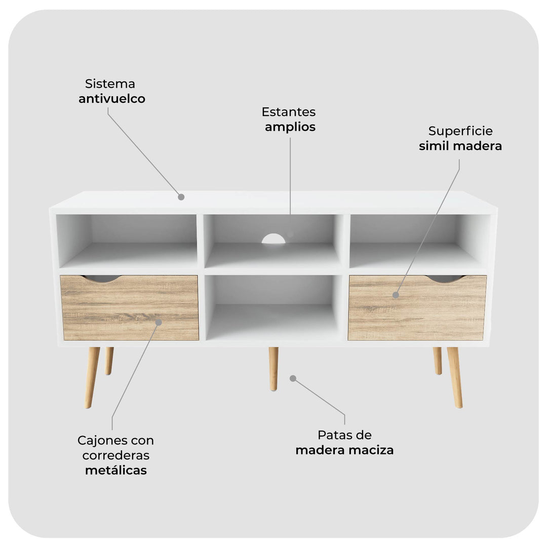 Mueble de TV Rack Bolonia Blanco y Café