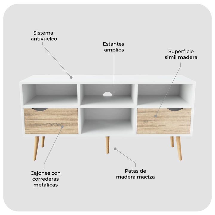 Mueble de TV Rack Bolonia Blanco y Café