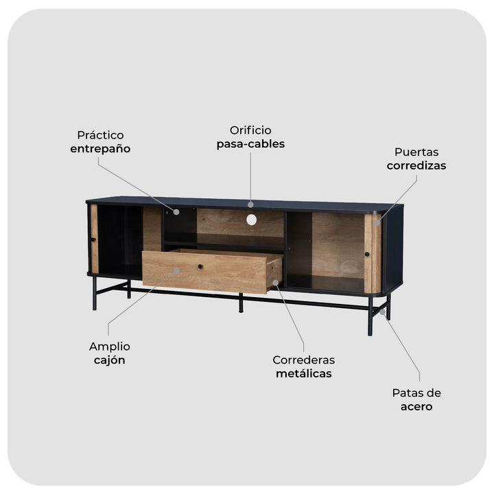 Mueble de TV Moderno con Puertas Corredizas