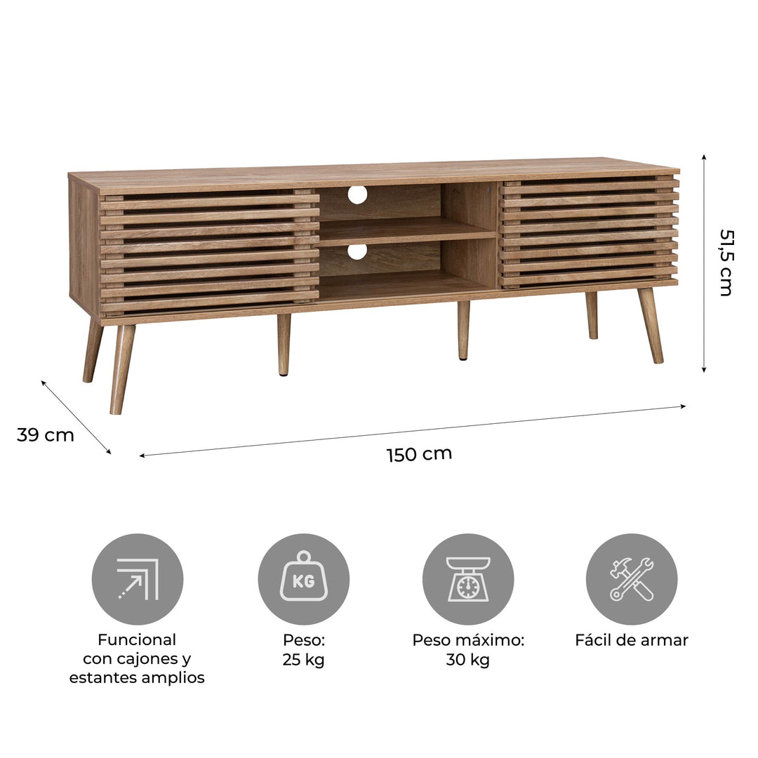 Mueble de TV Retro con Puertas Corredizas Café