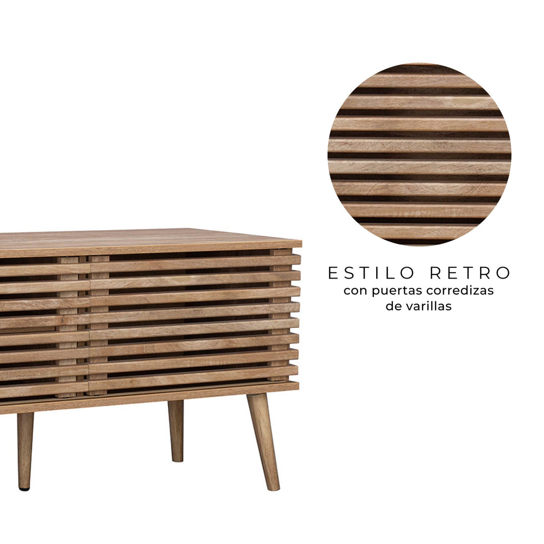 Mueble de TV Retro con Puertas Corredizas Café