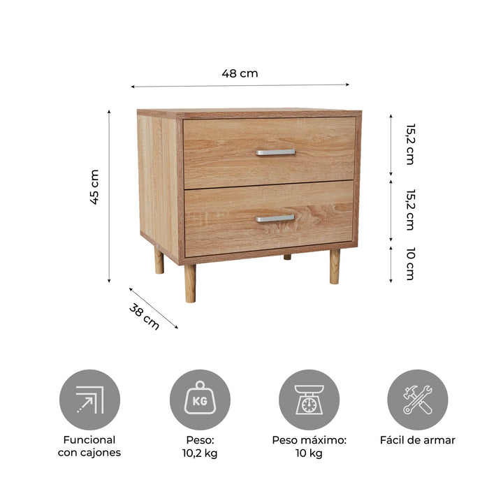 Buró con Cajones Minimalista Estilo Madera Roble
