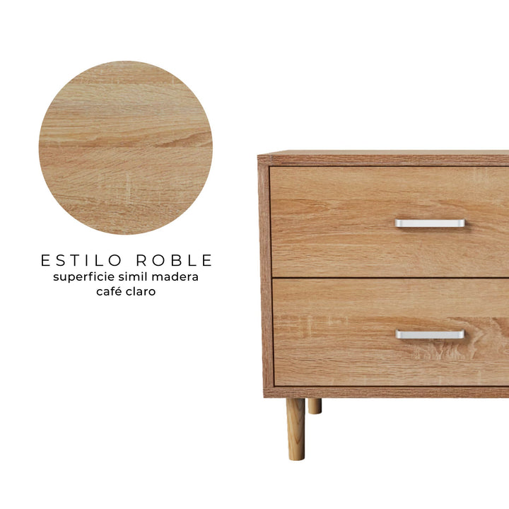 Buró con Cajones Minimalista Estilo Madera Roble