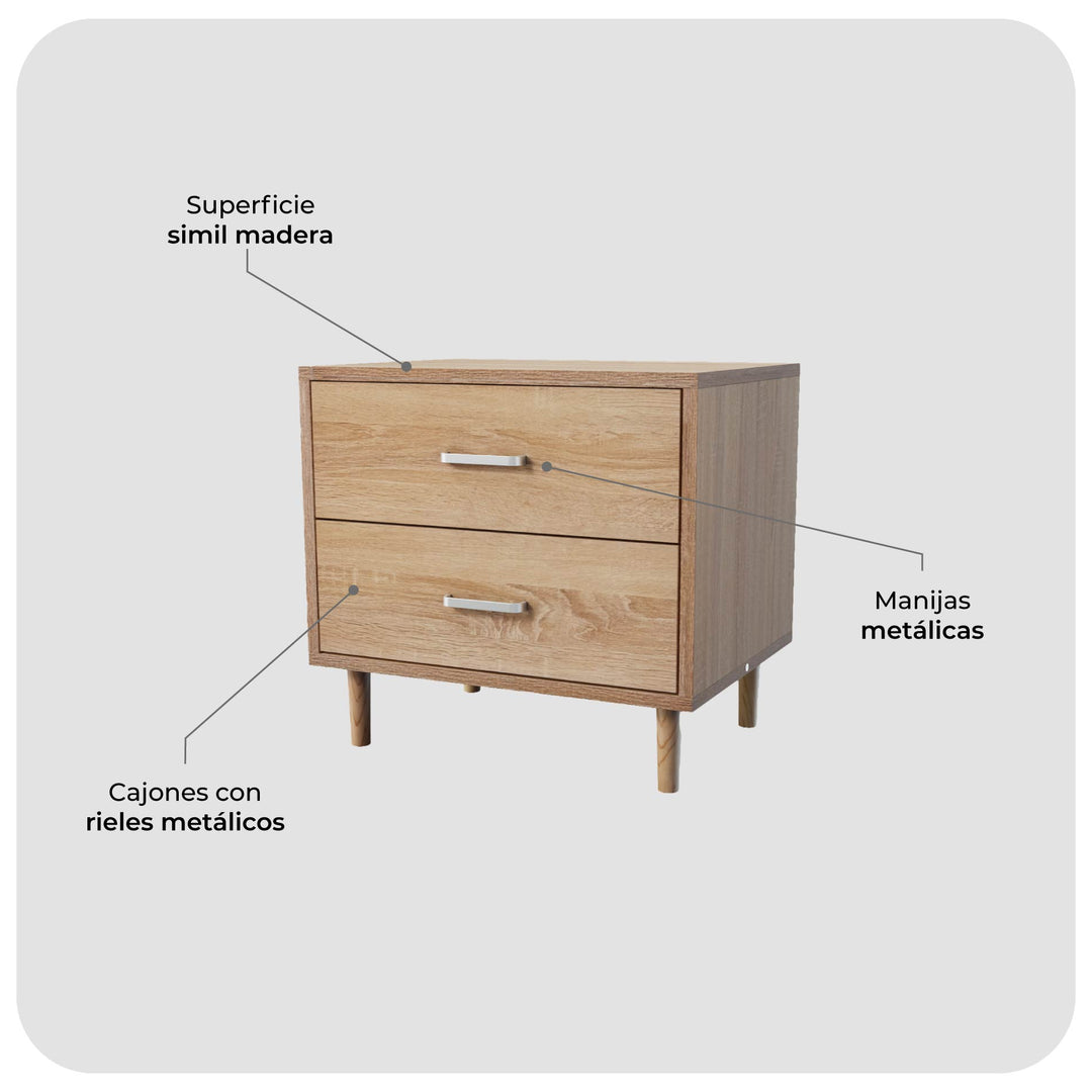 Buró con Cajones Minimalista Estilo Madera Roble