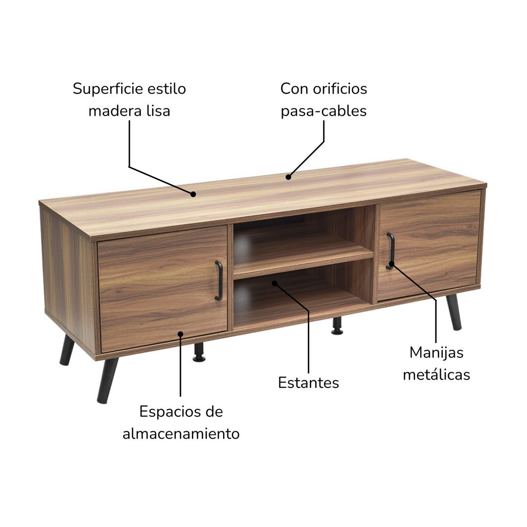 Mueble de TV Lucca-C con Puertas y Entrepaños Café